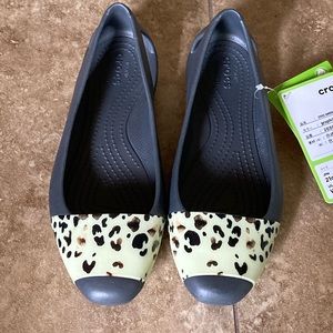 Leopard print crocs ballet flats